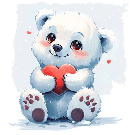 Cute Polar Bear Holding A Hot Drink In A Cup Generated Ai Stock