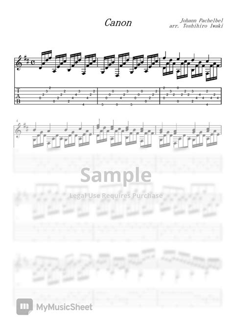 Johann Pachelbel Canon Guitar Solo Tab 1staff By Toshihiro Iwaki