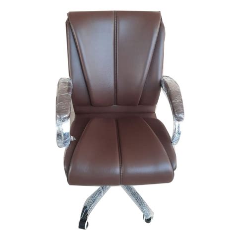 Leather Mid Back Dark Brown Boss Office Chair Fixed Arm At Rs In