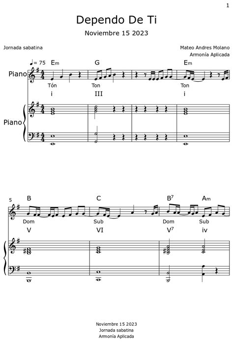 Dependo De Ti Sheet Music For Piano