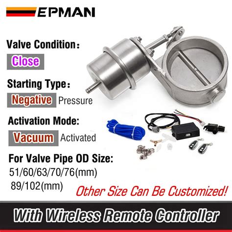 EPMAN 51mm 60mm 63mm 70mm 76mm 89mm 102mm Closed Vacuum Exhaust Cutout