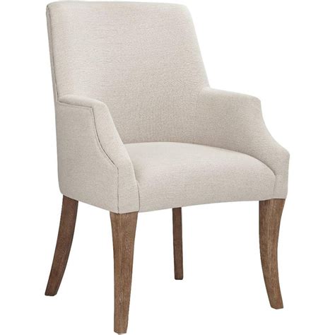 The Arm Chair Is Upholstered With Wood Legs