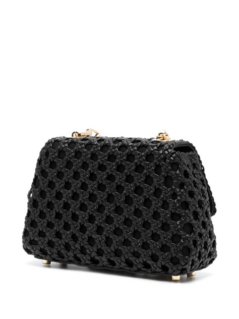 Self Portrait Bow Woven Leather Bag Black FARFETCH UK