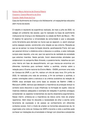 Relatório Estagio EM Ambiente NÃO Escolar RELATÓRIO DE ESTÁGIO EM