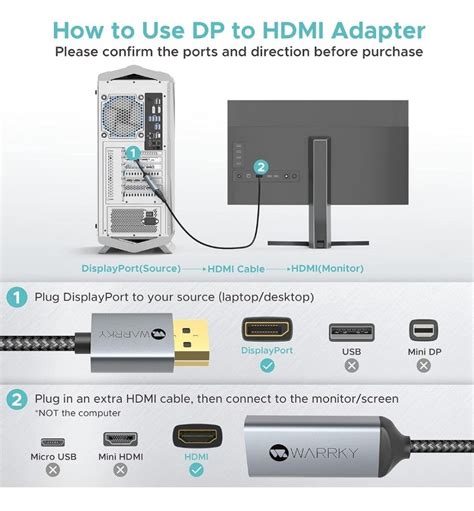 A Displayport To Hdmi Adapter Pack K Uhd Warrky K Gold Plated