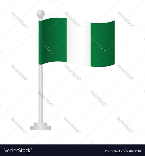 Nigeria flag national on pole Royalty Free Vector Image