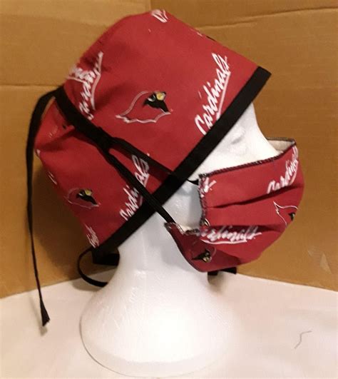 Arizona Cardinal Scrub Cap And Mask Etsy