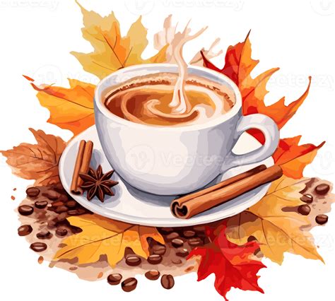 Watercolor Coffee Fall Autumn Clipart Illustration Created With