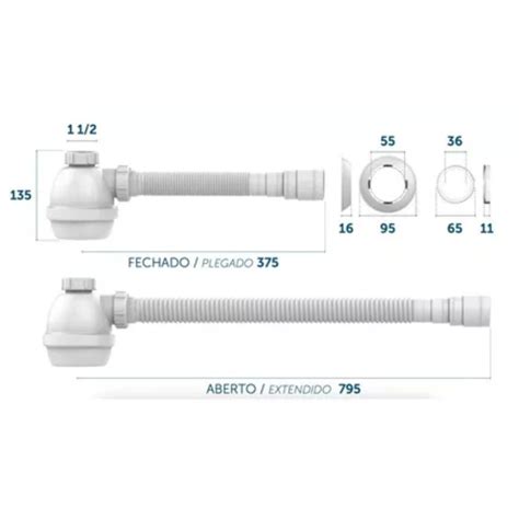 Sifão Universal Copo Cromado 031701 Blukit Guemat Ferramentas