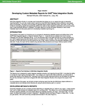 Fillable Online Developing Custom Metadata Reports For Sas Data