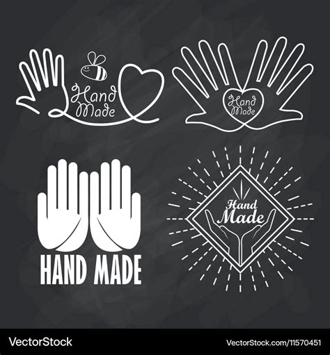 Hand Made Label Handmade Crafts Workshop Vector Image