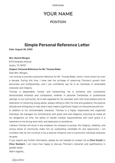 Free Reference Letters Templates Editable And Printable