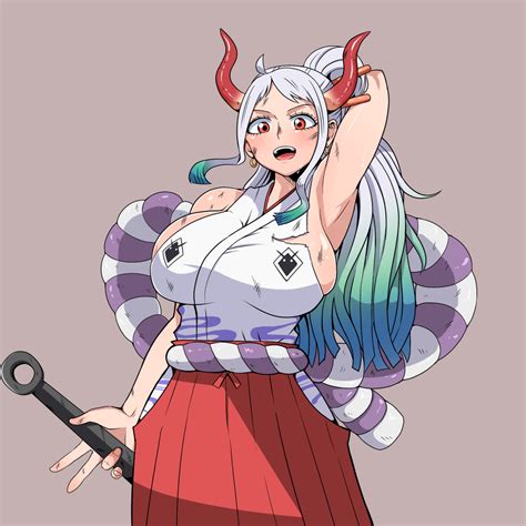 Rule 34 Artist Request Big Breasts Colored Hair Female Female Only Hakama Horns One Piece