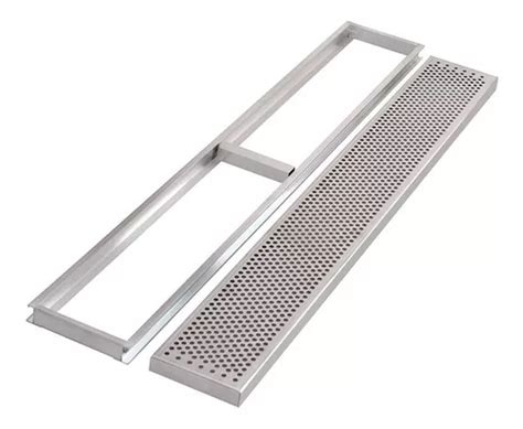 Grelha Ralo Linear Perfurada Em Inox 20x50cm Água Pluvial R 140 em