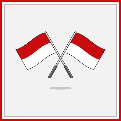 Flagge Von Indonesien Cartoon Vector Illustration Flache Symbolumrisse