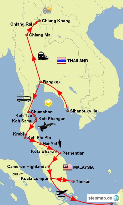 StepMap Thailand Malaysia Landkarte für Asien