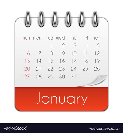 January 2019 Calendar Leaf Template Royalty Free Vector