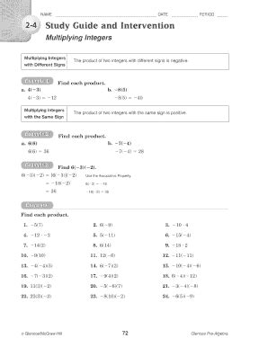 Fillable Online Chapter 2 Resource Masters Glencoe Pre Algebra