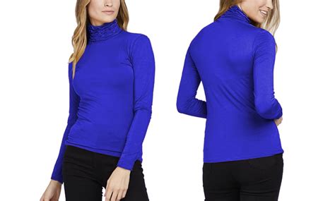 Ruffle Polo Neck Jersey Top Groupon Goods