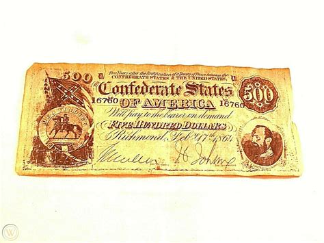 1864 Confederate States $500 dollar bank note #16760 | #3772595417