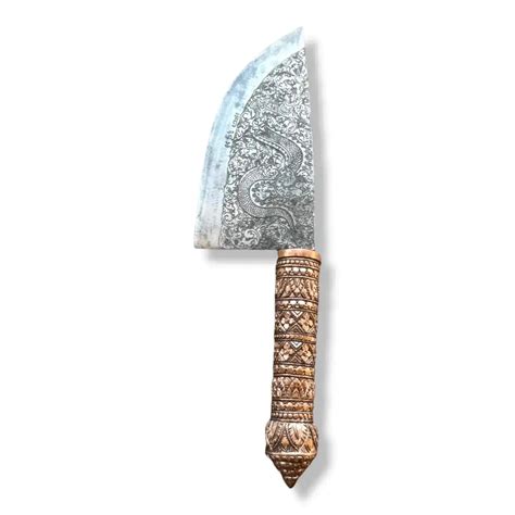 Hand Engraved Solid Brass Khmer Ancient Butcher Knife – MAIA HOMES