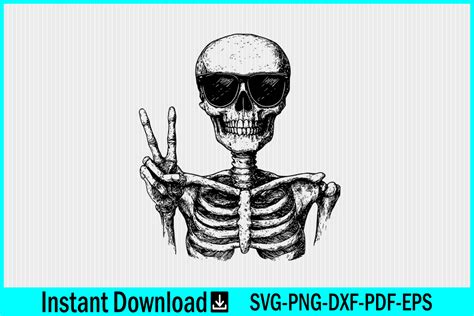 Funny Skeleton Peace Sign Svg Clipart Graphic By Craftabledesign