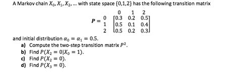 Solved A Markov Chain X 0 X 1 X 2 With State Space Chegg