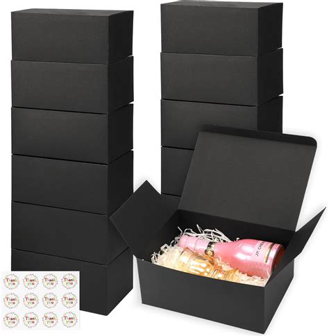 Moretoes Paquete De 12 Cajas De Regalo Negras Con Tapas De 9 X 6 X 4