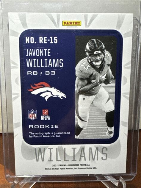 Panini Illusions Javonte Williams Rookie Endorsements Re