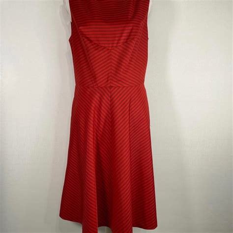 Isaac Mizrahi Dresses Isaac Mizrahi Striped Fit Flair Red Midi