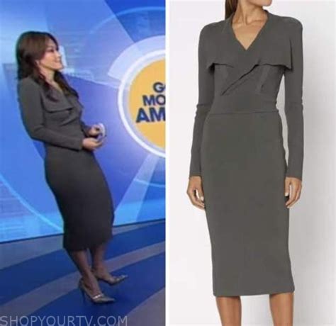 Good Morning America November 2022 Eva Pilgrims Grey Knit Wrap Dress Shop Your Tv