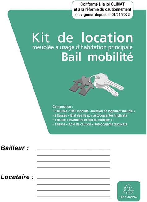 Exacompta Réf 63E Kit de location bail mobilité 3 feuilles