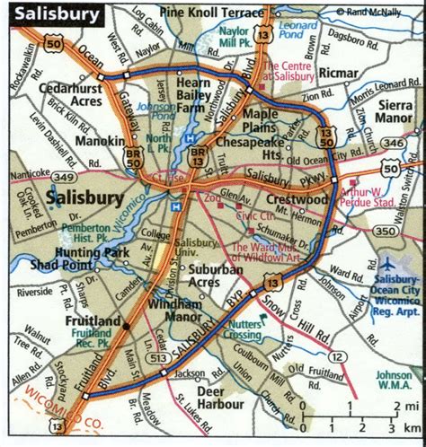 Salisbury City Road Map For Truck Drivers Toll And Free Highways Map Usa