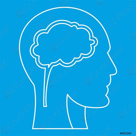 Human Head With Brain Icon Outline Style Stock Vector