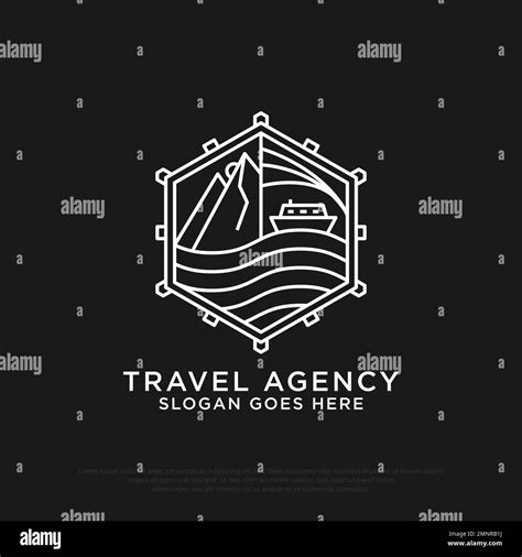 Outdoor Tour And Travel Agency Logo With Outline Vector Illustration