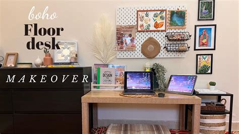 Aesthetic Desk Makeover 🌱 Floor Desk Setup Neutral Wooden Desk