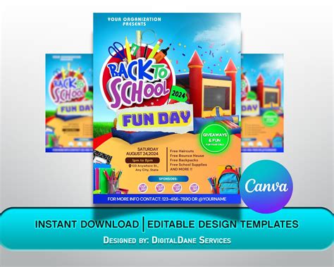 Back To School Fun Day Flyer Fun Day Design Diy Canva Editable