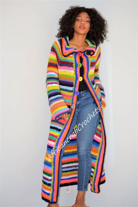 Crochet Boho Long Cardigan Bohemian Sweater Crochet Etsy Long