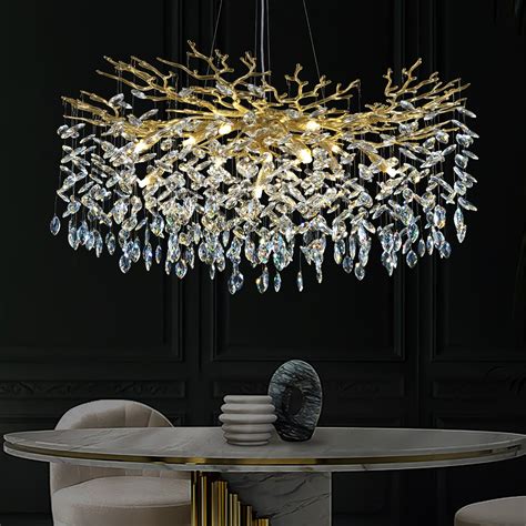 Kvtinmty Modern Crystal Chandeliers For Dining Room 40 Round Gold