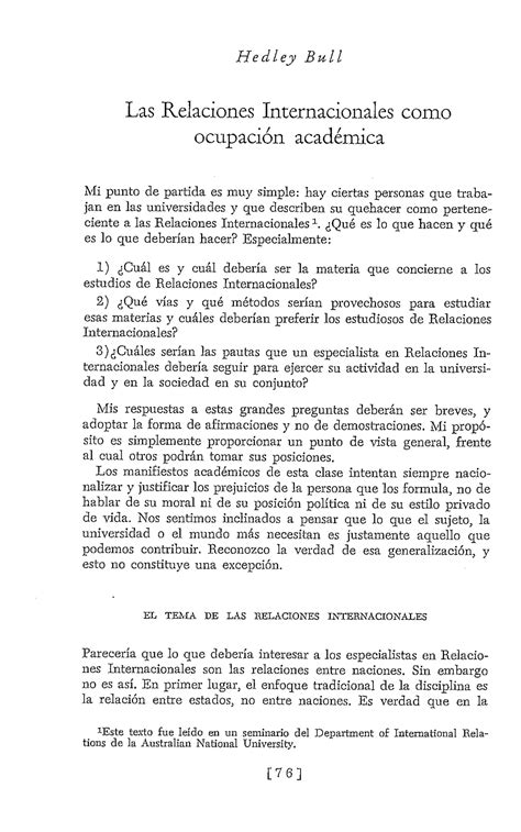 Hedley Bull Las Rrii Como Ocupación Académica Hedley Bull Las