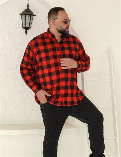 Camisa Plus Size Manga Longa Viscose Xadrez Lenhador