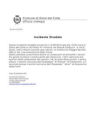 Comunicato Incidente Stradale Pdf