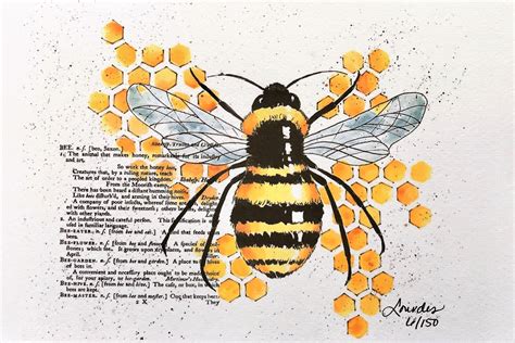 Bumble Bee Fine Art Print Watercolor Honey Bee Fine Art Print Bee And