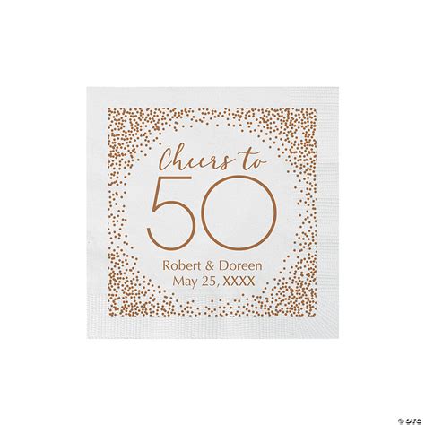 Bulk 50 Ct. Personalized 50th Anniversary & Birthday Beverage Napkins ...