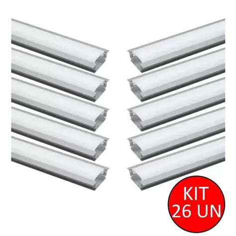 Kit Barras M Perfil Aluminio Embutir Slim P Fita Led