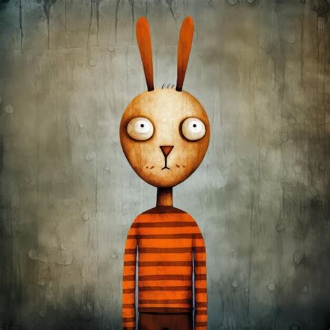 Premium Ai Image Surreal Cartoon Rabbit On Grungy Surface Dark Orange