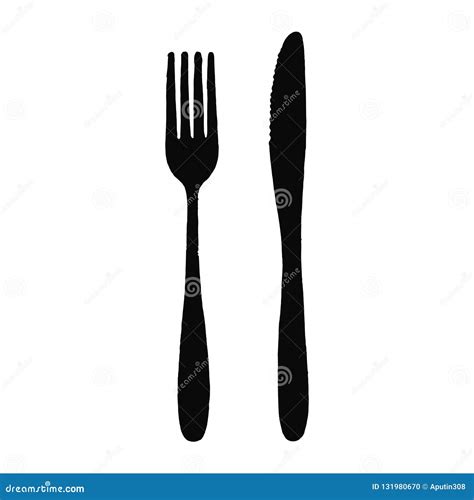 Cutlery Fork And Knife Vector Silhouette Isolated Objects Stock Vector