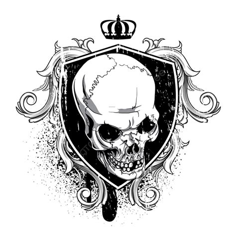 Grunge Skull Vector Art Png Skull With Grunge And Floral Vector