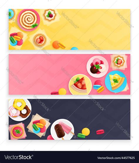 Sweets Desserts Horizontal Banners Royalty Free Vector Image