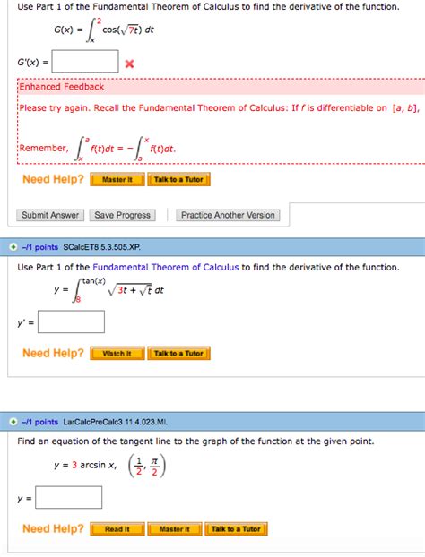 Solved Use Part 1 Of The Fundamental Theorem Of Calculus To